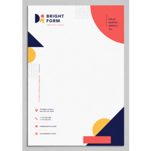 Creative/Graphic Design Letterhead (Bold colors, unique layouts for artistic fields)